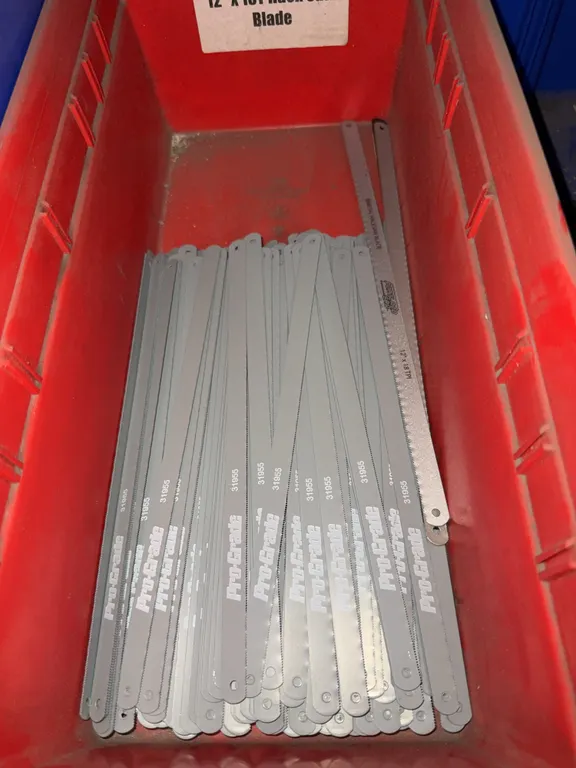 Bin of 12” x18T hacksaw blades