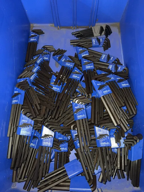 Bin of Metric hex wrenches