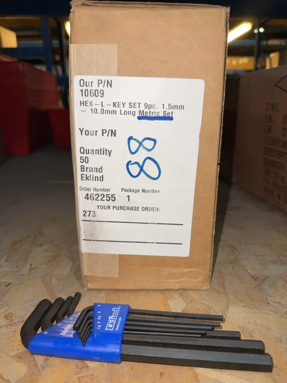 Box of Metric hex wrenches 50 sets per box