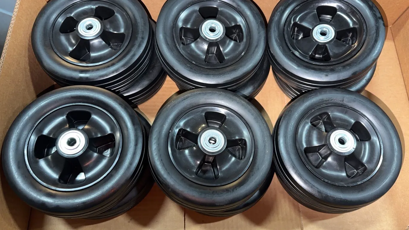 12 Brand New Solid Rubber Bearing Style Wheels 8”