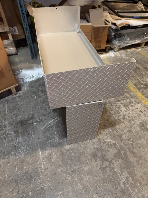 Box with diamond plate, steel and metal bracket and frames