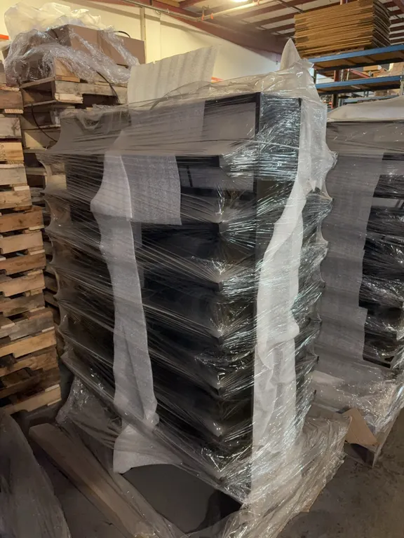 Black metal shelves 4 on pallet