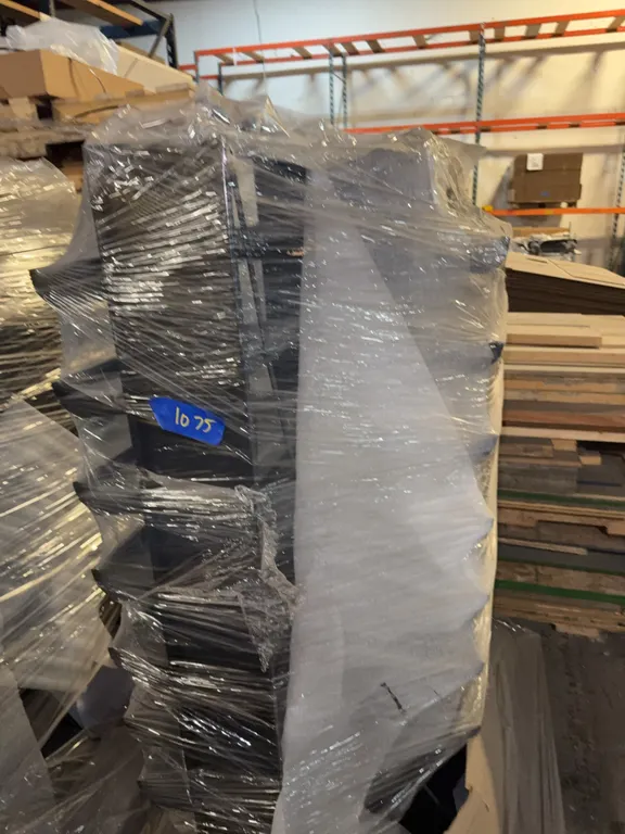 Black metal shelves 3 on pallet