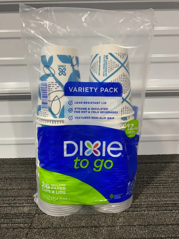 *NEW* Dixie To Go Paper Cups & Lids 12 Oz, 26 Ct