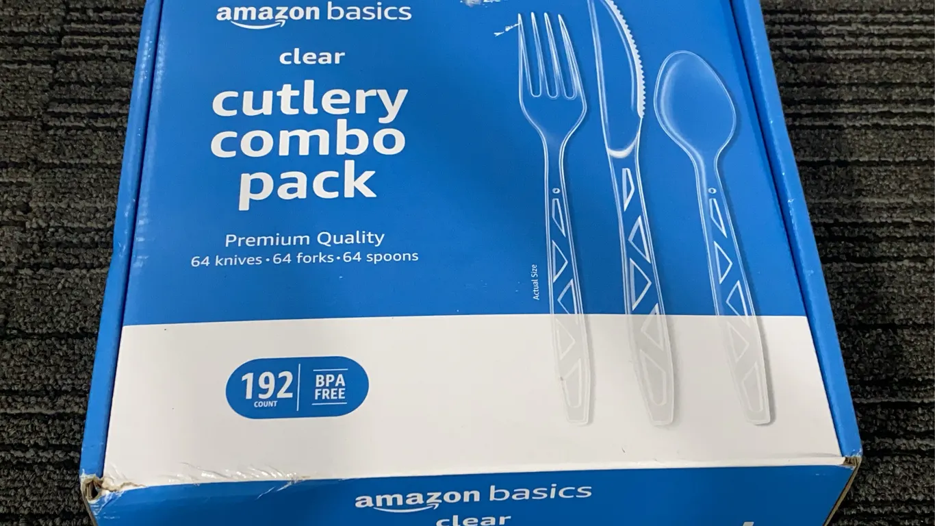 *NEW* Amazon Basics Disposable Clear Plastic Cutlery Set, 192 ct