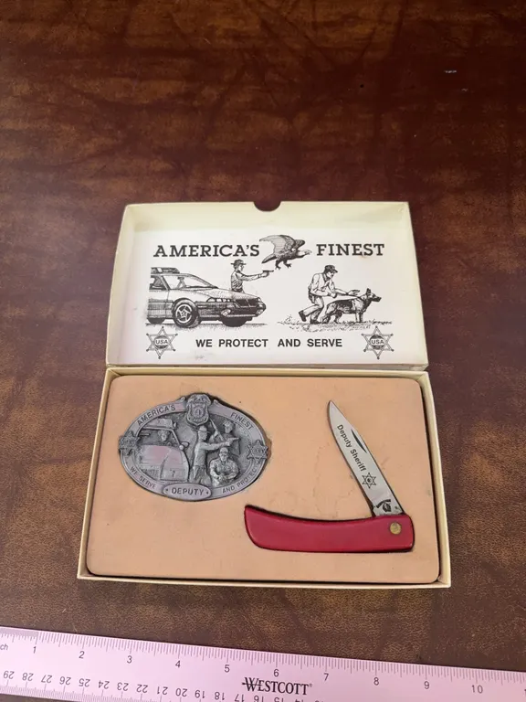 Americas Finest Deputy Sheriff Pocket Knife/ Belt Buckle Set