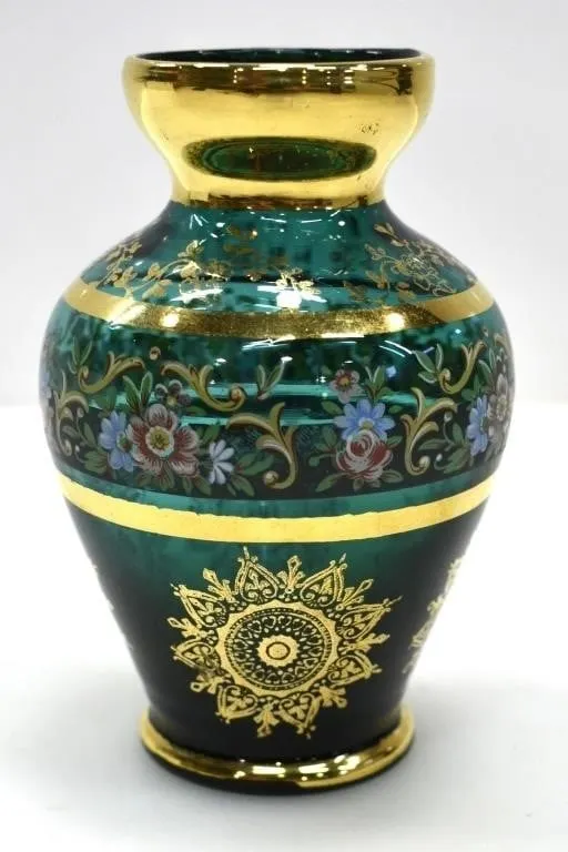 HAND PAINTED ENAMELLED "TRE FUOCHI" ITALIAN VASE