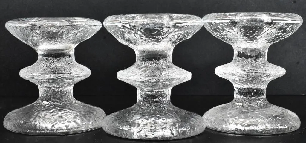 SIGNED TIMO SARPANEVA GLASS CANDLE STICKS