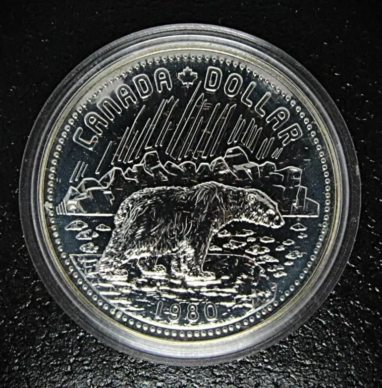 1980 ARCTIC TERRITORIES .500 SILVER $1 COIN 23.3g