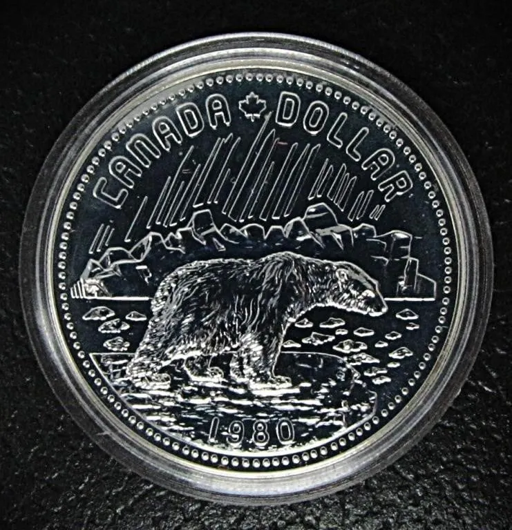1980 ARCTIC TERRITORIES .500 SILVER $1 COIN 23.3g