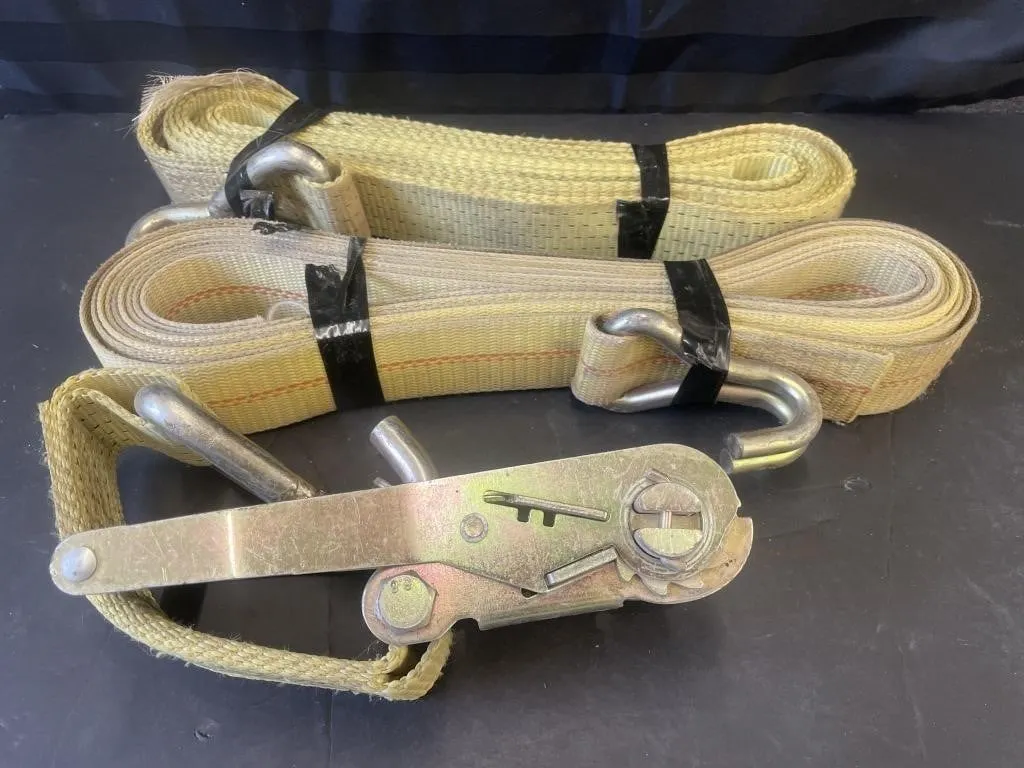 Pair of 2-inch ratchet tie down straps.