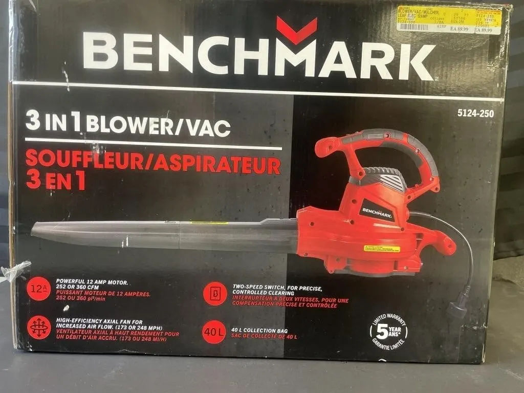 Benchmark 3 in 1 Blower Vac. 12A. Works.