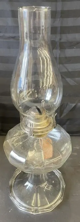 Vintage clear White Star glass hurricane oil l