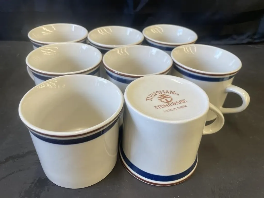 Set of eight Tienshan Stoneware coffee o.