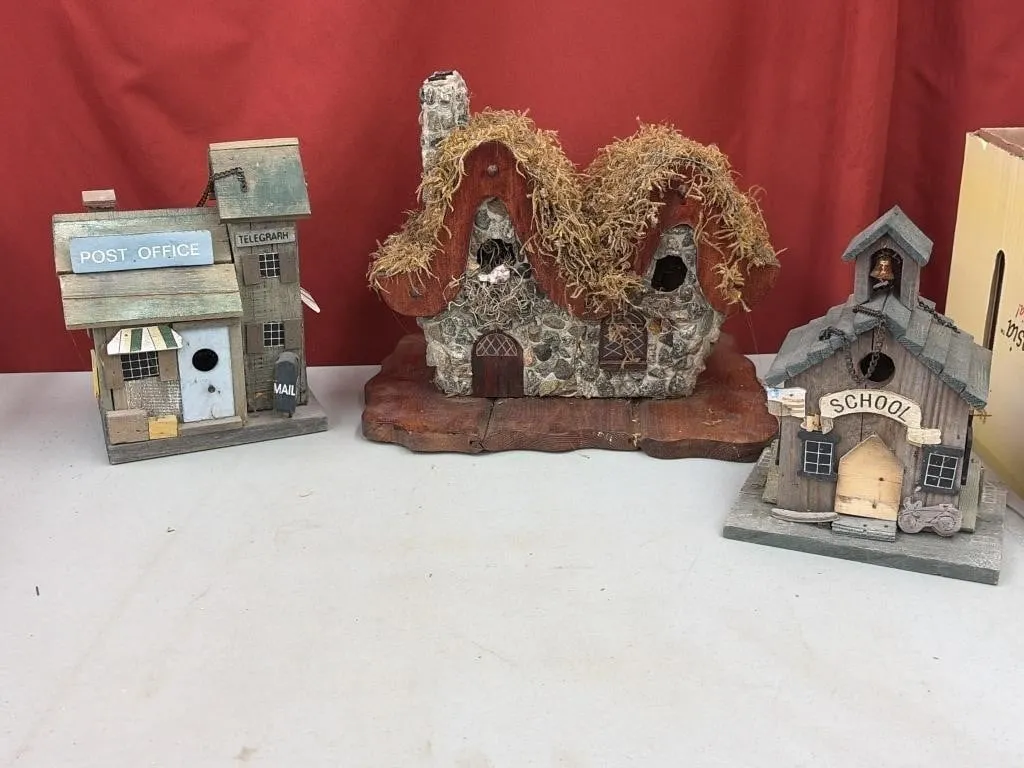 Decorative, whimsical cottage-style birdhouse