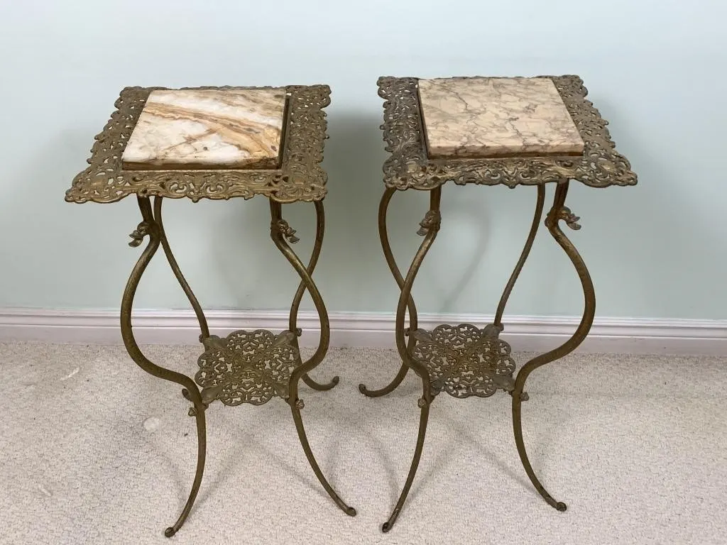 Pair of Marble Top Side Tables