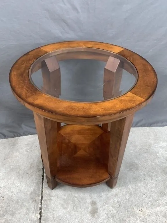 Round Glass Top Side Table