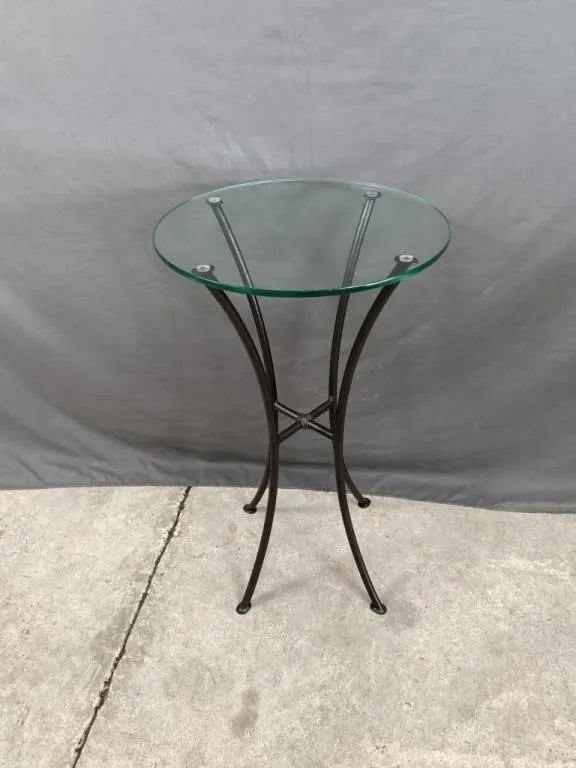 Round Glass Top Metal Table