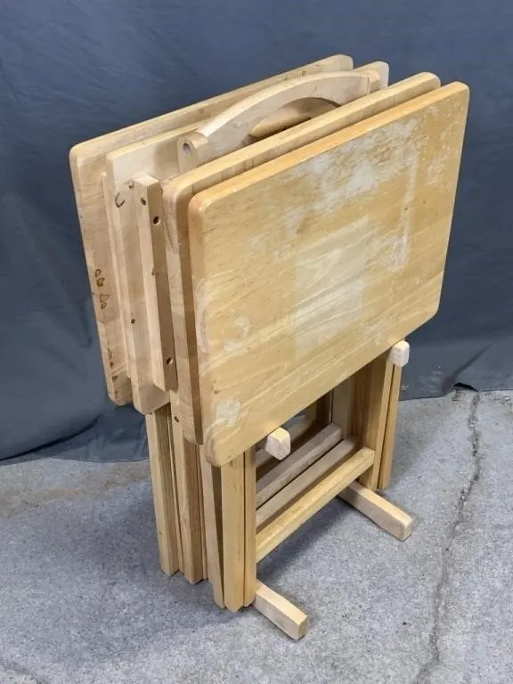 Set of Wood TV Dinner Tray Stands