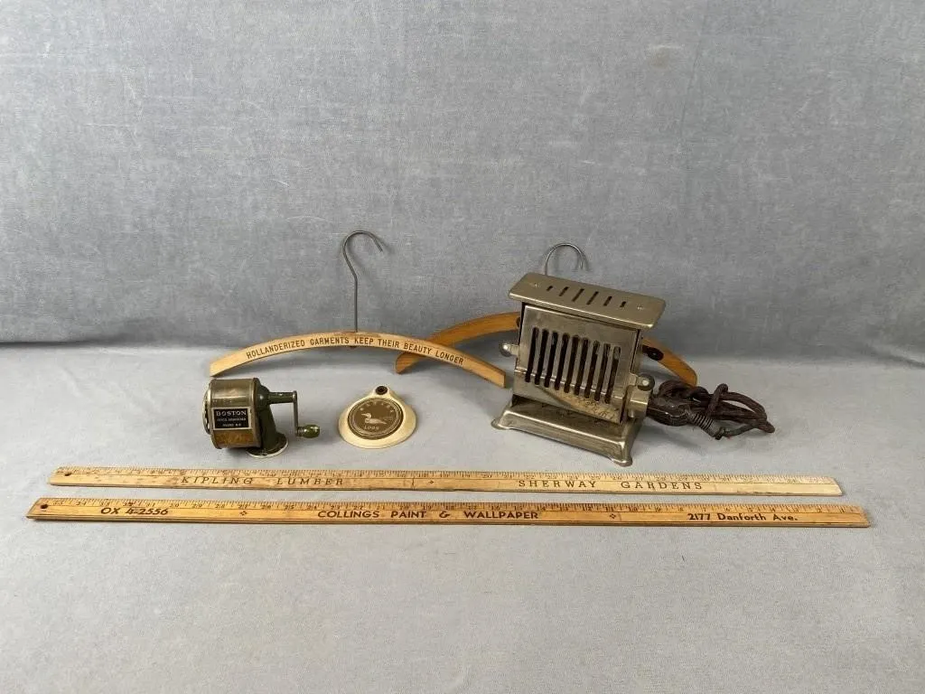 Vintage Toaster, Pencil Sharpener, etc