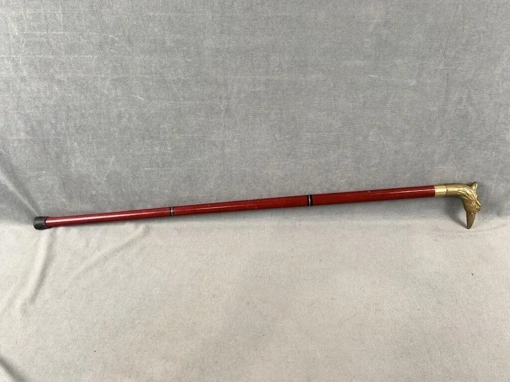 Collapsible Walking Stick w Brass Eagle Head