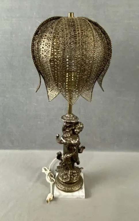 Cherub Marble Base Table Lamp