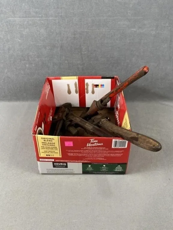 Box of Pipe Wrenches etc