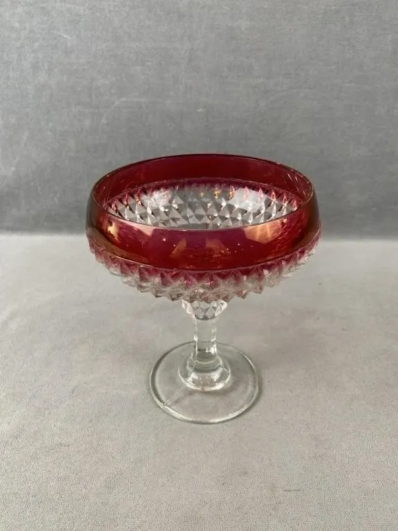Ruby Red Kings Flash Pedestal Candy Dish