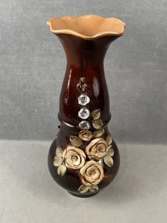 Large Brown Floral Vase