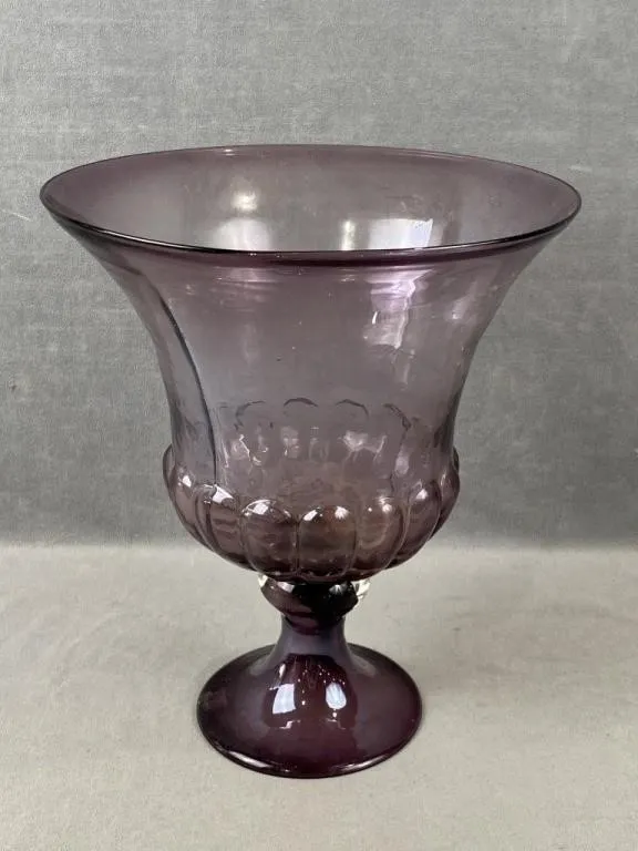 Purple Glass Pedestal Vase