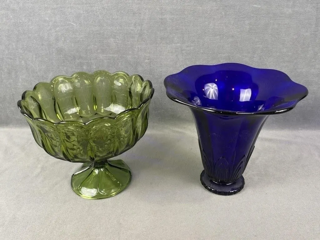Glass Vase & Pedestal Bowl