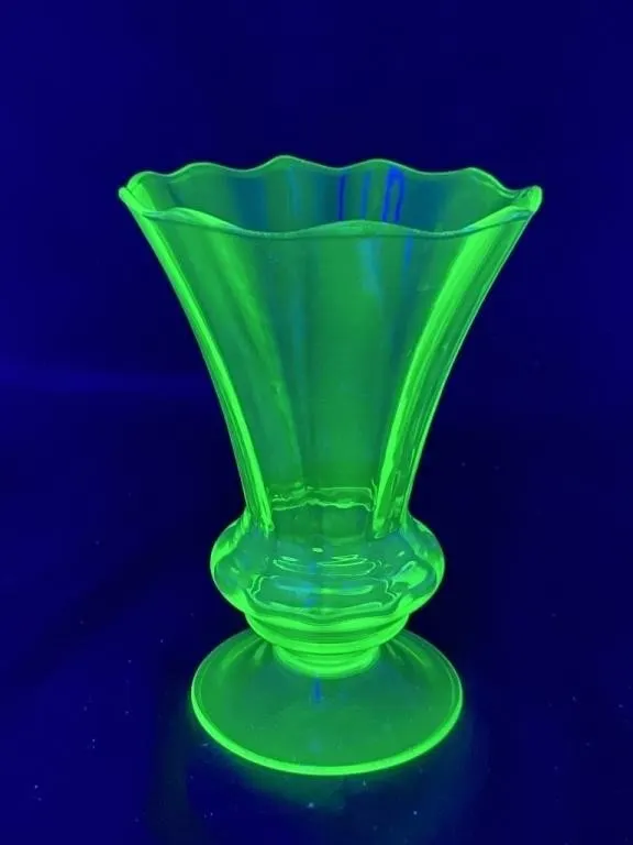 Uranium Depression Glass Vase