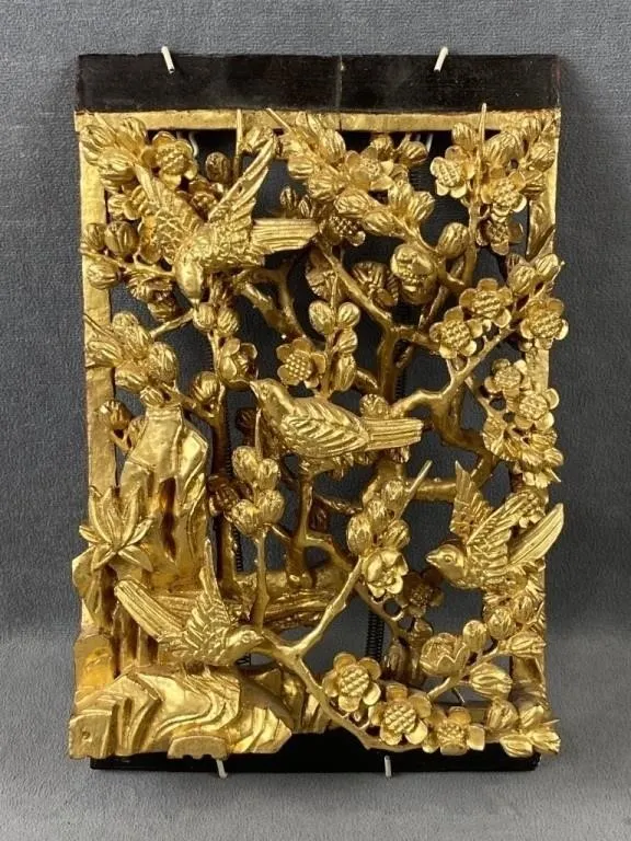 Wood Painted/Carved Wall Decor Panel