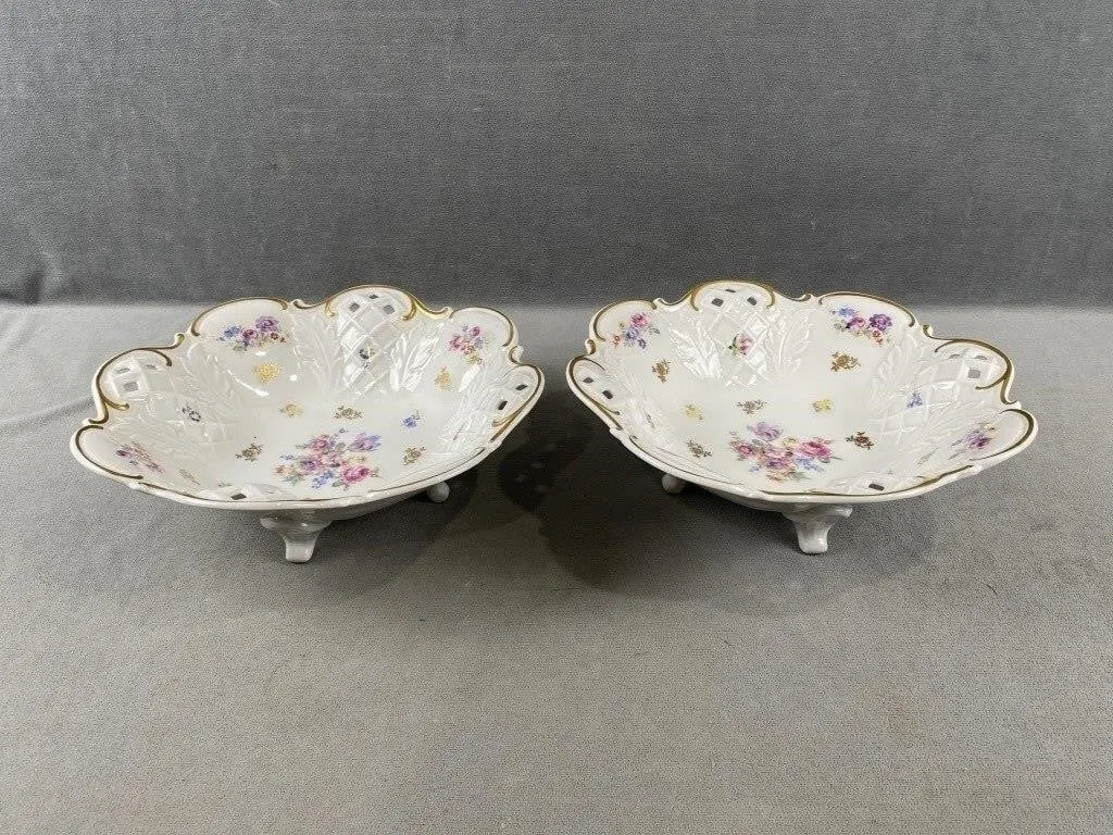 2 Footed Porcelain Bowls