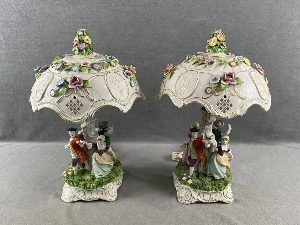 2 Dresden Figural Lamps