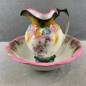 Floral Wash Basin & Pitcher