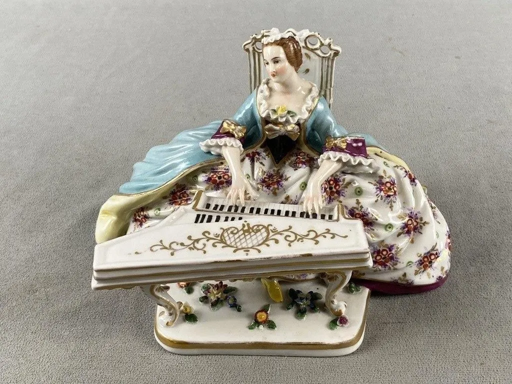 Lady Playing Piano Porcelain Figurine