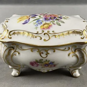 Porcelain Trinket Box w Lid - J Menau