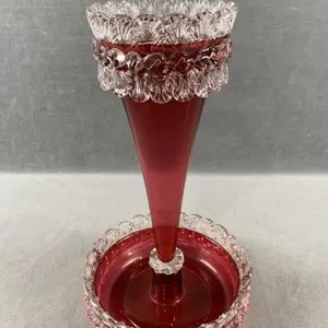 Cranberry Art Glass Trumpet Vase