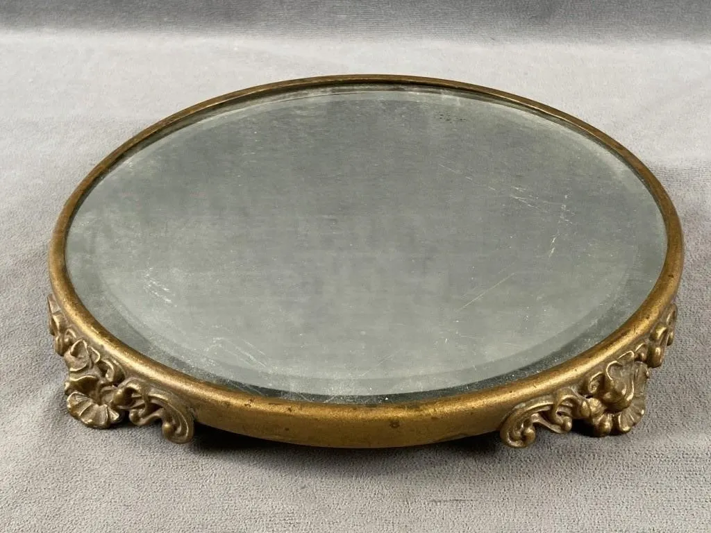 Round Dresser Mirrored Tray