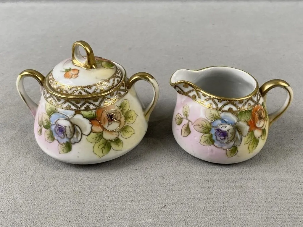 Hand Painted Matching Cream & Sugar