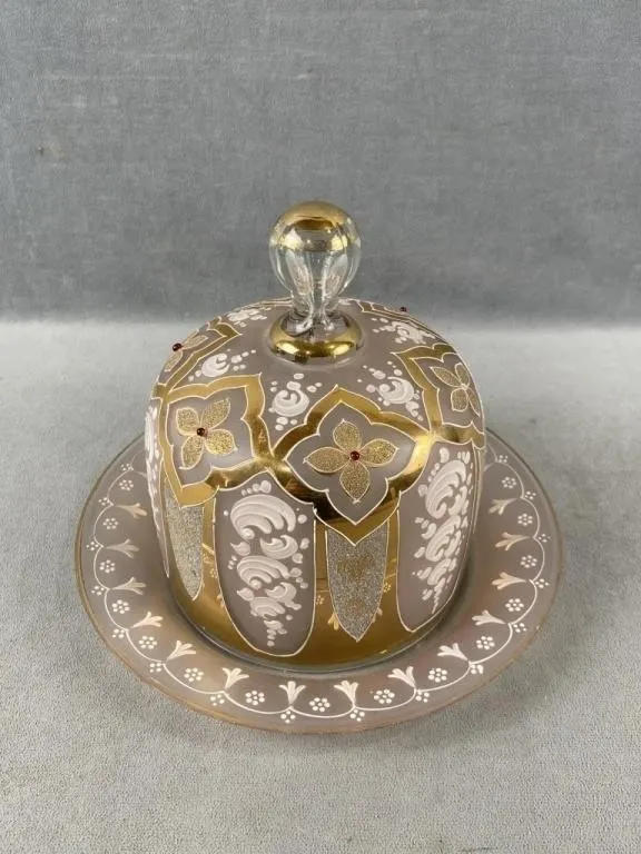 Hand Painted Glass Cheese Dome