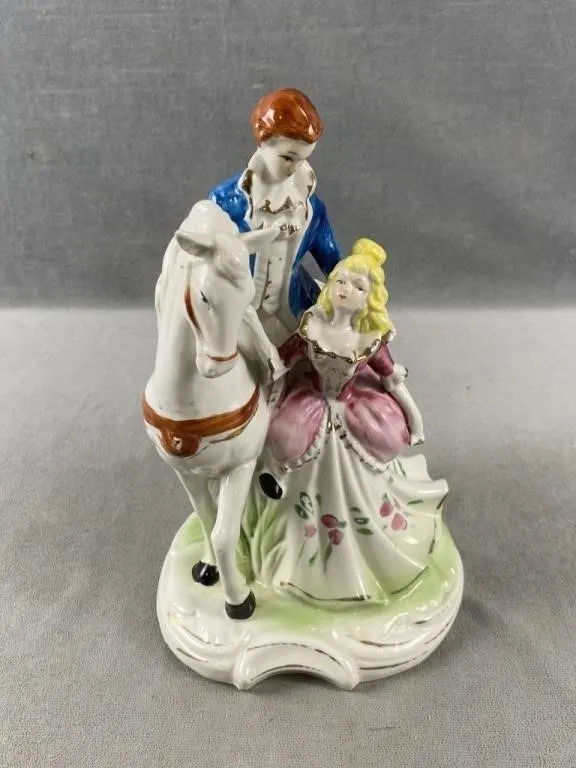 Man & Woman w Horse Figurine