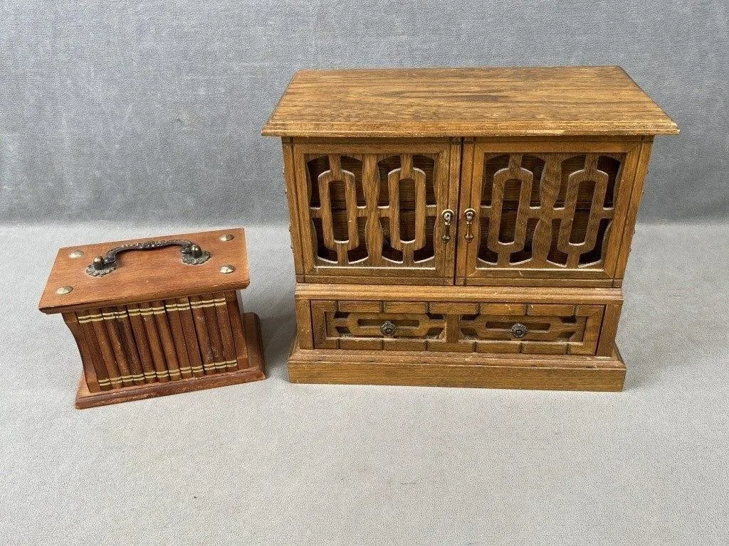 Wooden Jewelry Box & Wooden Coaster Set