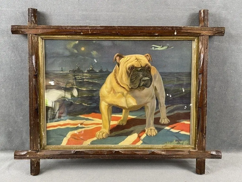 British Bulldog Navy Print by A.H.Hioer