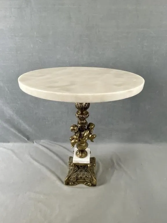 Cherub Marble Top Side Table