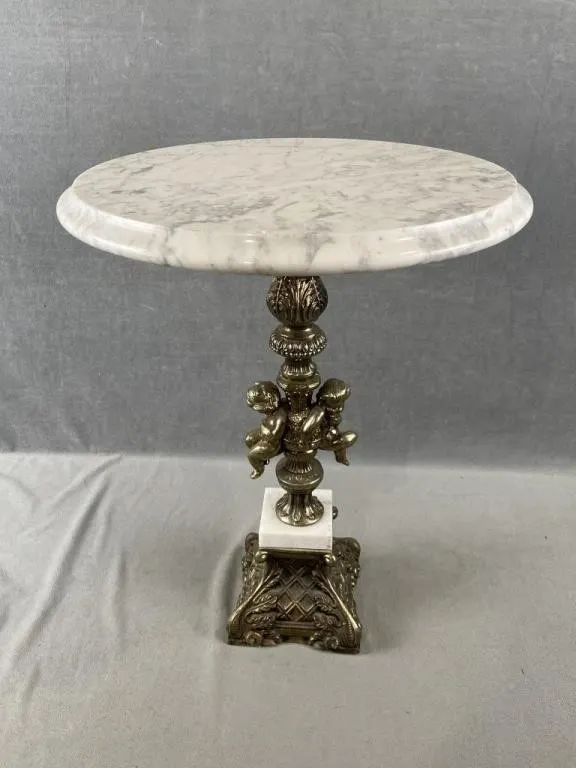 Cherub Marble Top Side Table
