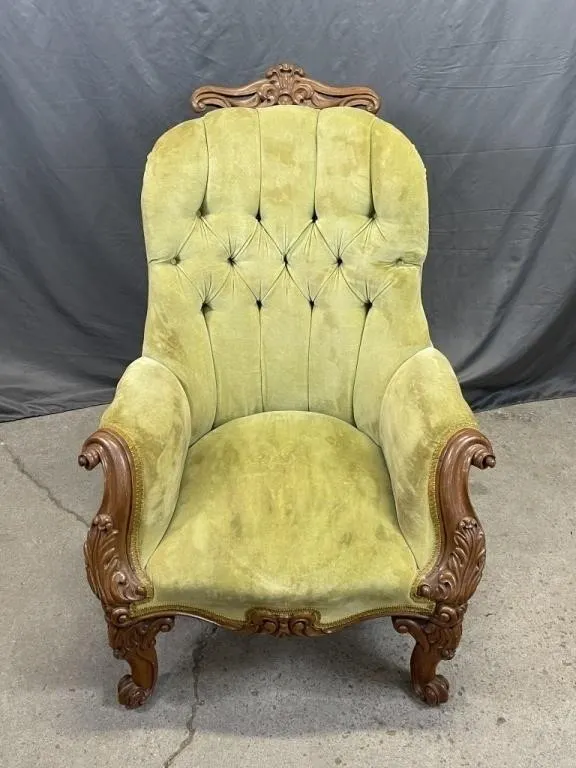 Green Victorian Style Armchair