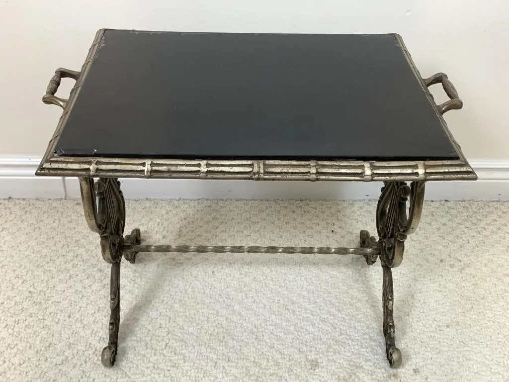 Metal Glass Top Side Table