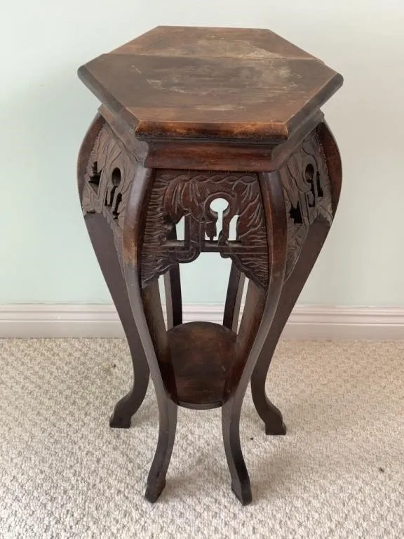 Wooden Carved Plant Stand